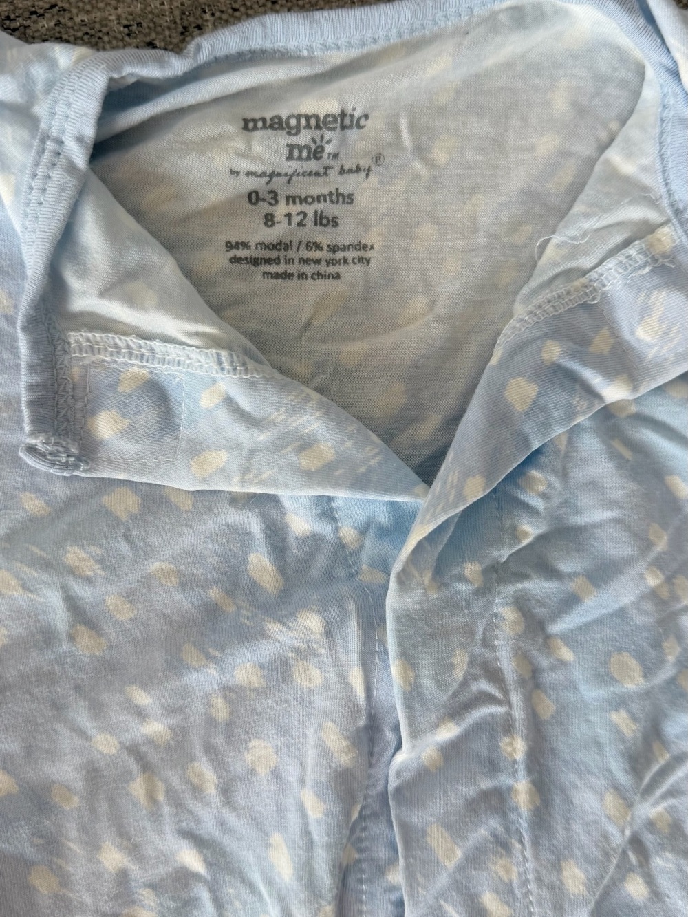 Magnetic Me Baby 0-3M Blue One Piece Coverall - Picture 2 of 3